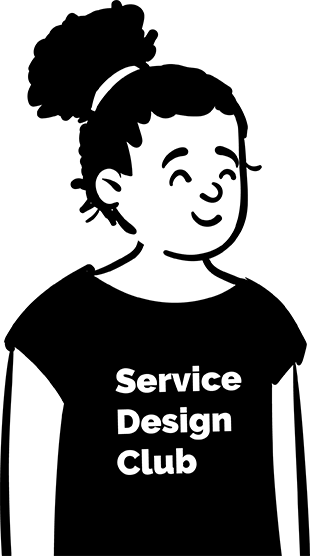 Ilustracion de persona usando una remera de Service Design Club